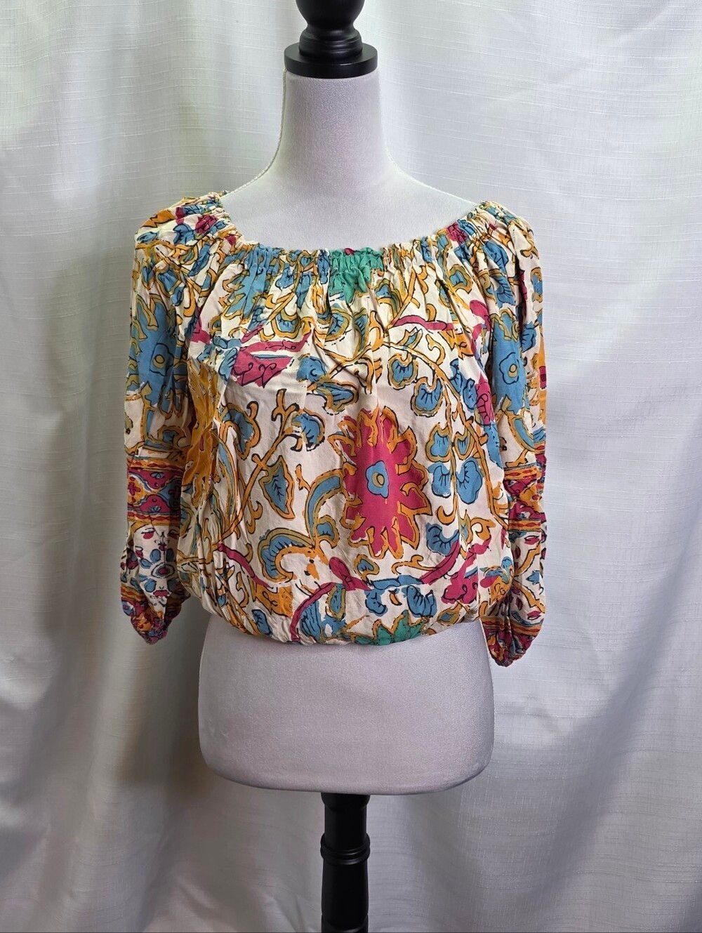 Rachel Zoe Tropical Print Off Shoulder Crop Top Size Small